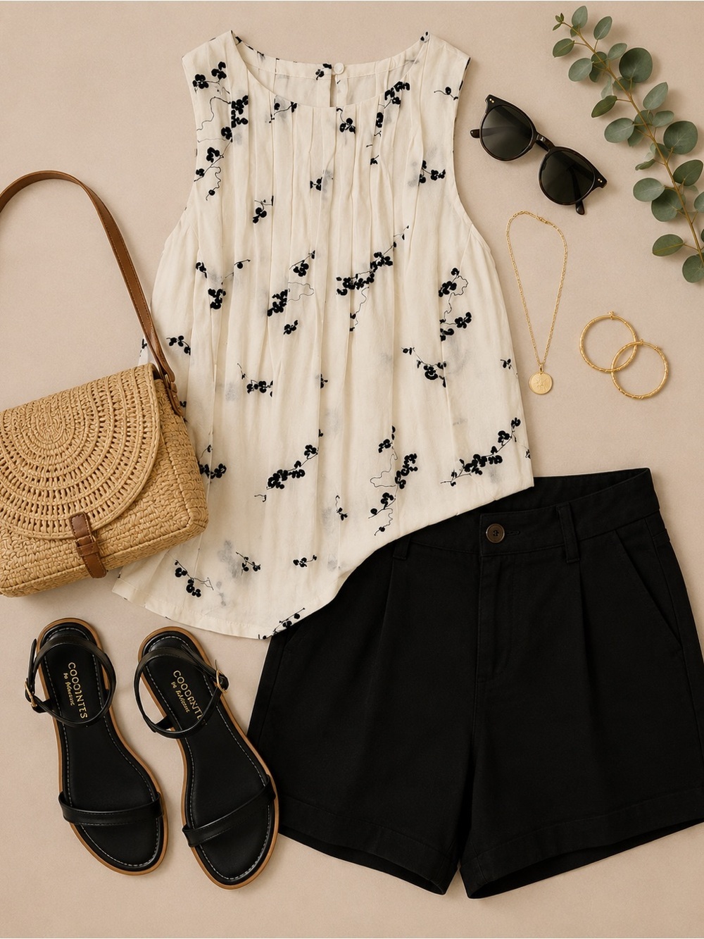 Anthropologie Akemi + Kin Embroidered Linen Sleeveless Blouse